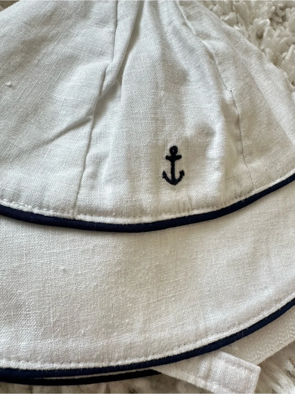 Janie and Jack baby girls navy style summer sunhat white 3-6 months